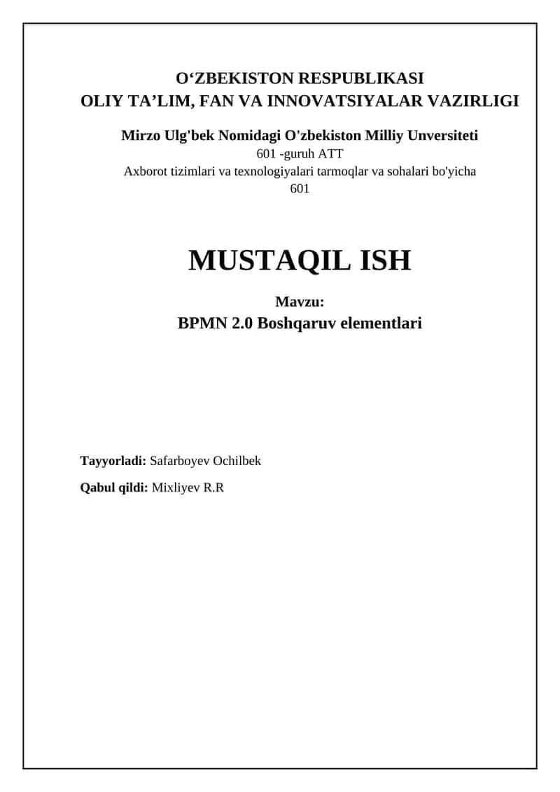 BPMN 2.0 Boshqaruv elementlari