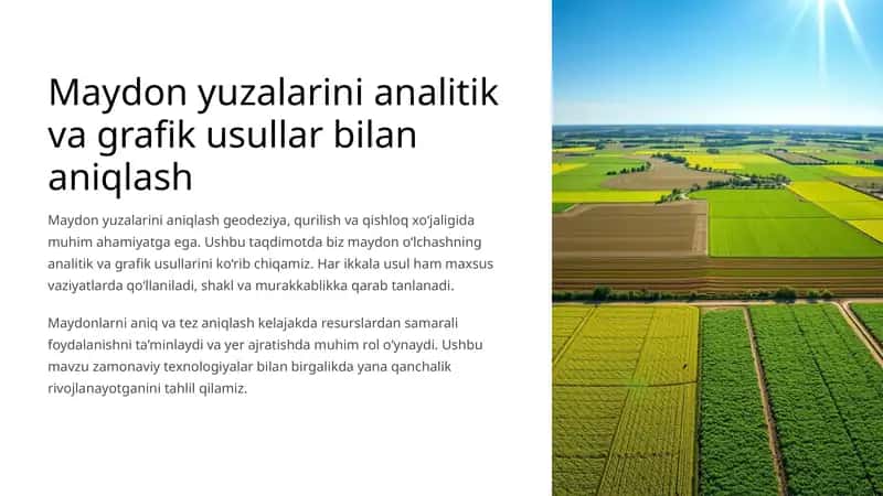 Maydon yuzalarini analitik va grafik usullar bilan aniqlash