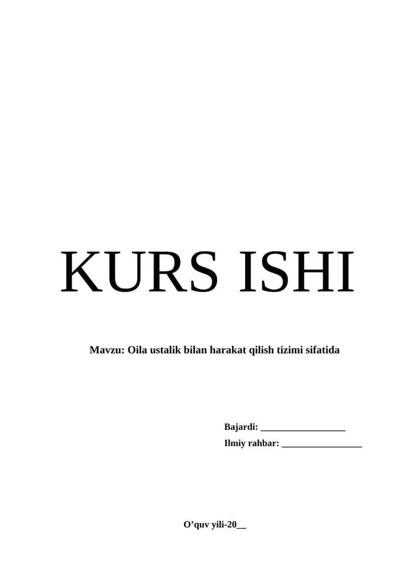 Oila ustalik bilan harakat qilish tizimi sifatida
