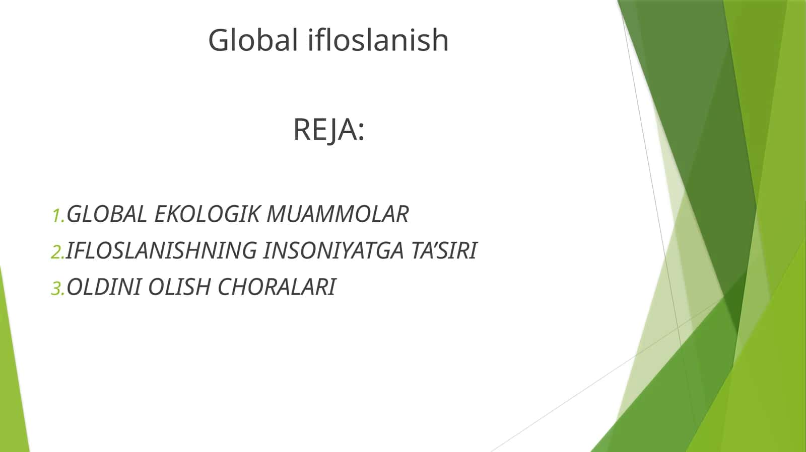 Global ifloslanish