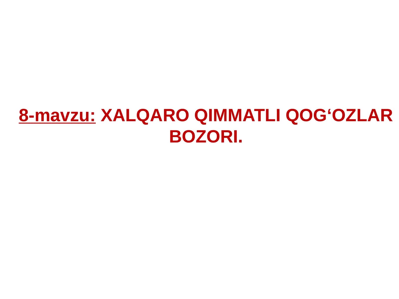 XALQARO QIMMATLI QOG‘OZLAR BOZORI