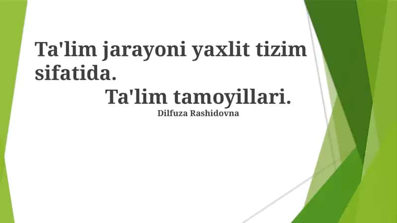 Ta'lim Asoslarining Asosiy Tushunchalari