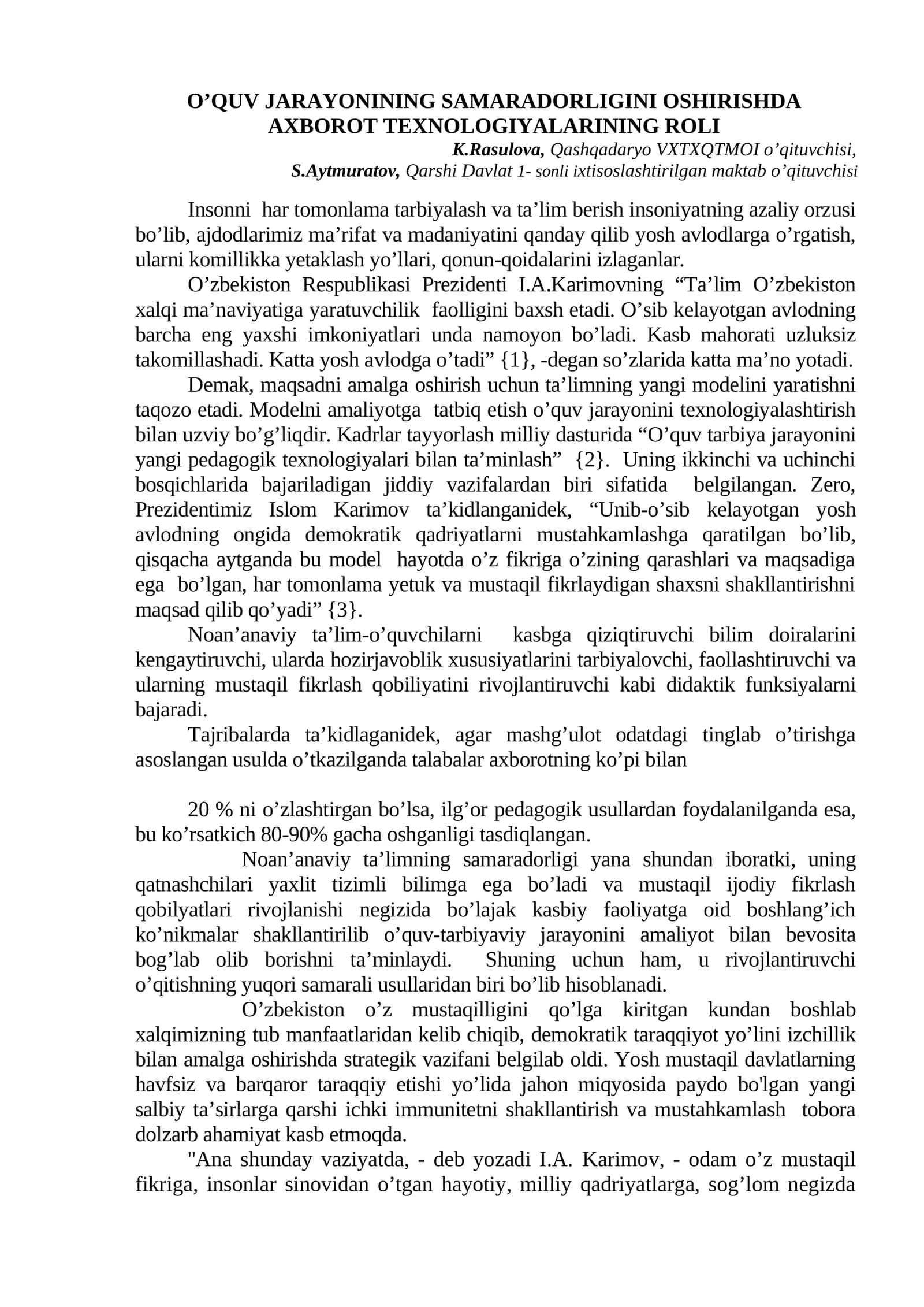 Ta'limning yangi modelini yaratish
