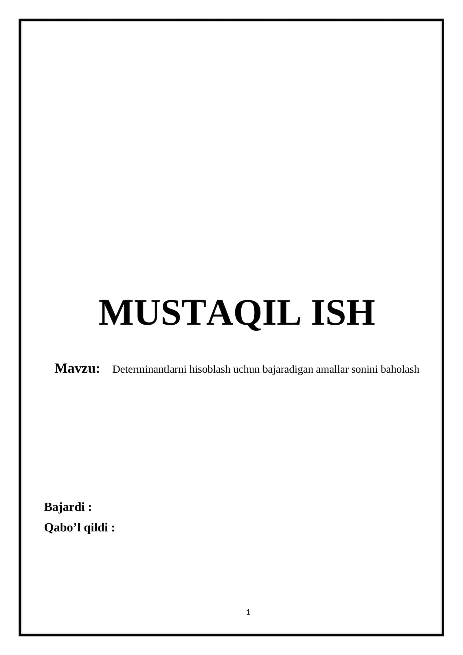 MUSTAQIL ISH