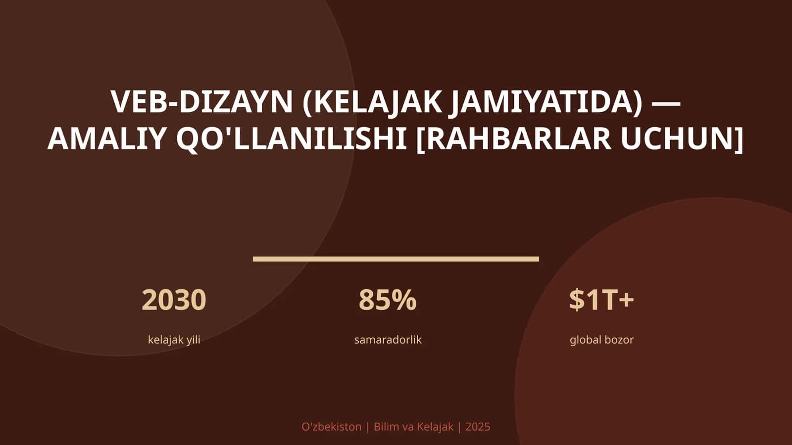 VEB-DIZAYN (KELAJAK JAMIYATIDA) — AMALIY QO'LLANILISHI [RAHBARLAR UCHUN]