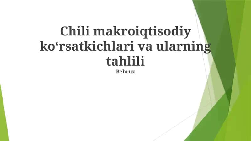 Chili makroiqtisodiy koʻrsatkichlari va ularning tahlili