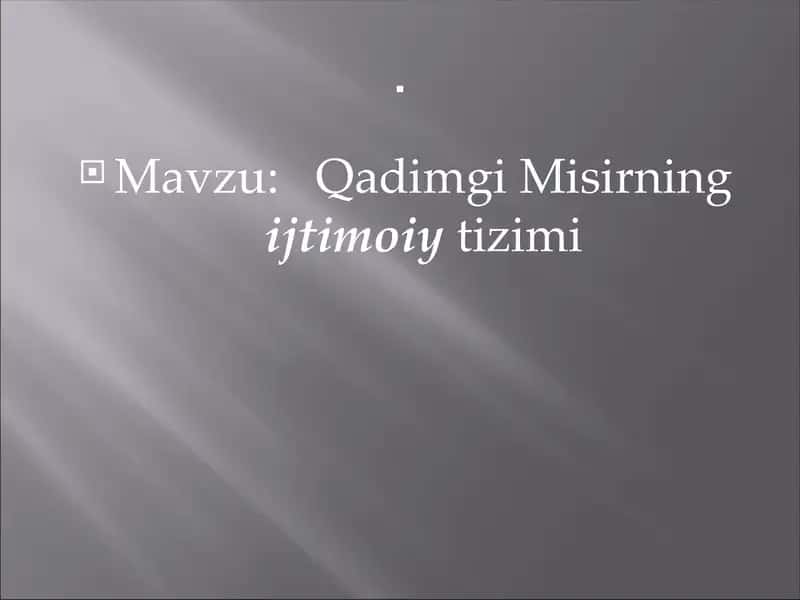 Qadimgi Misirning Ijtimoiy Tizimi