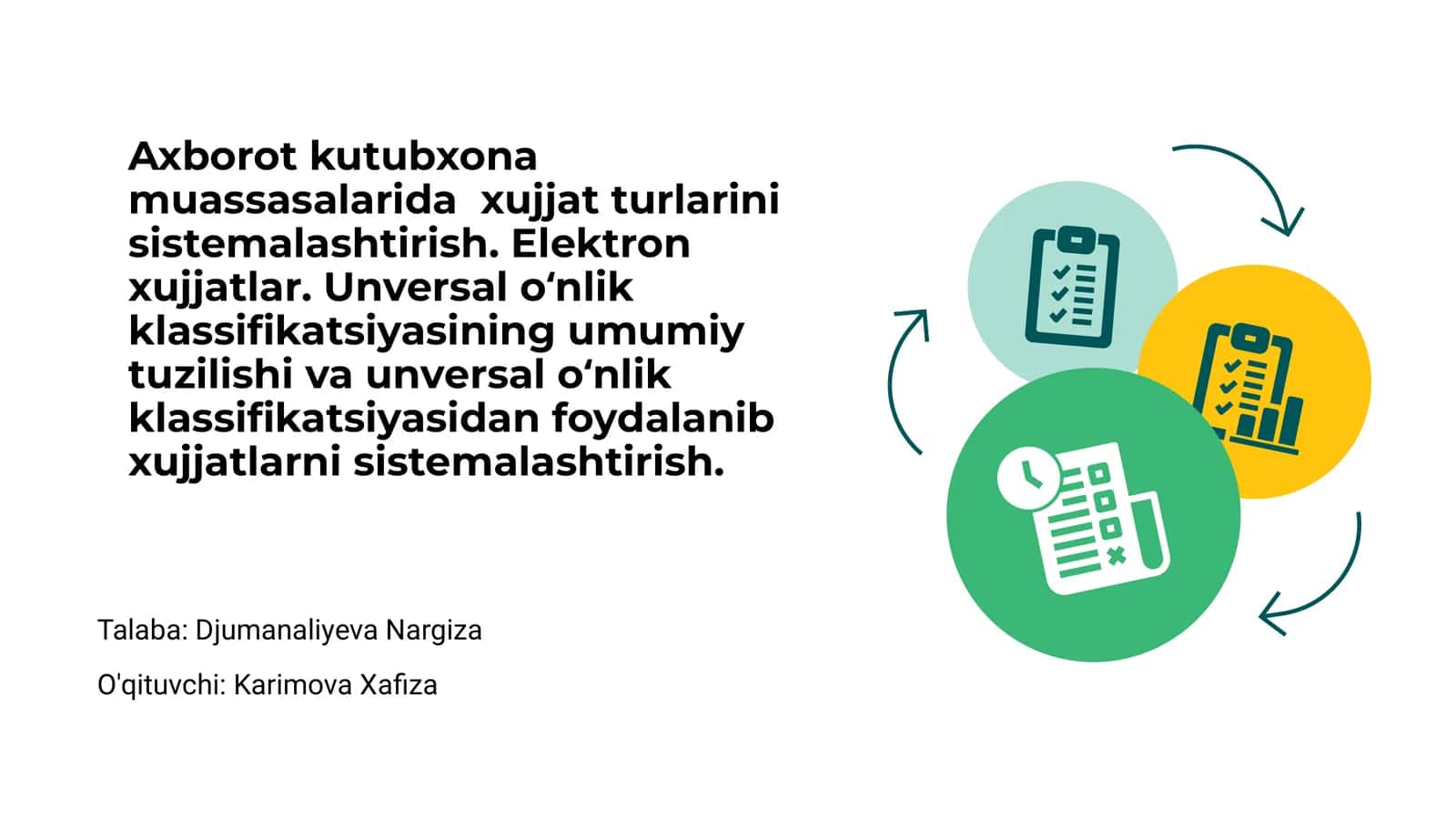Axborot kutubxona muassasalarida xujjat turlarini sistemalashtirish