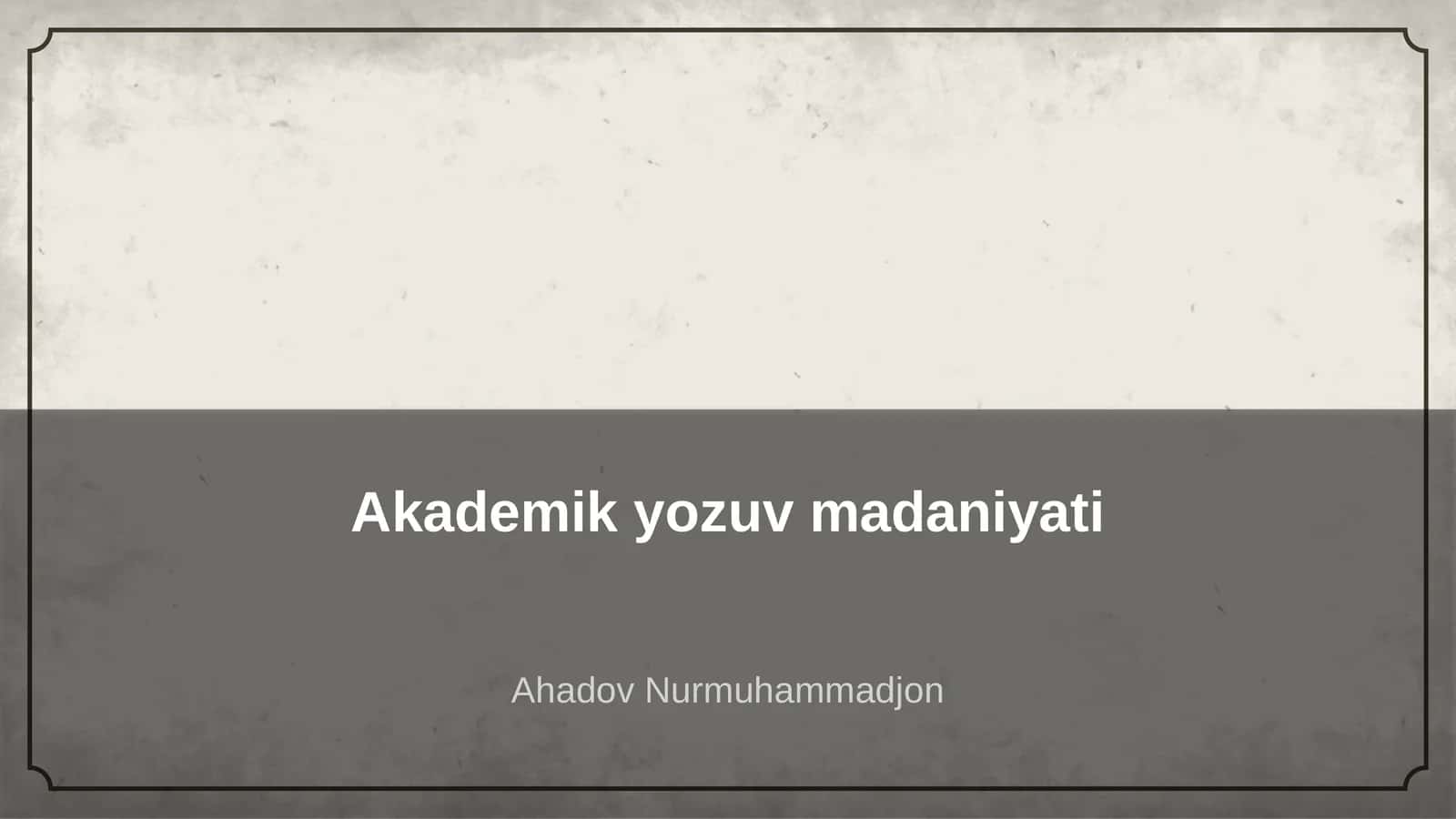 Akademik yozuv madaniyati