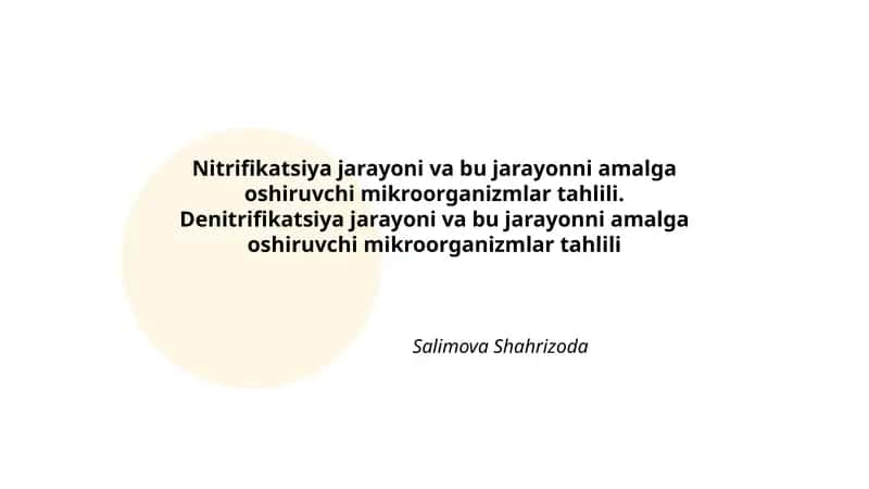 Nitrifikatsiya va Denitrifikatsiya
