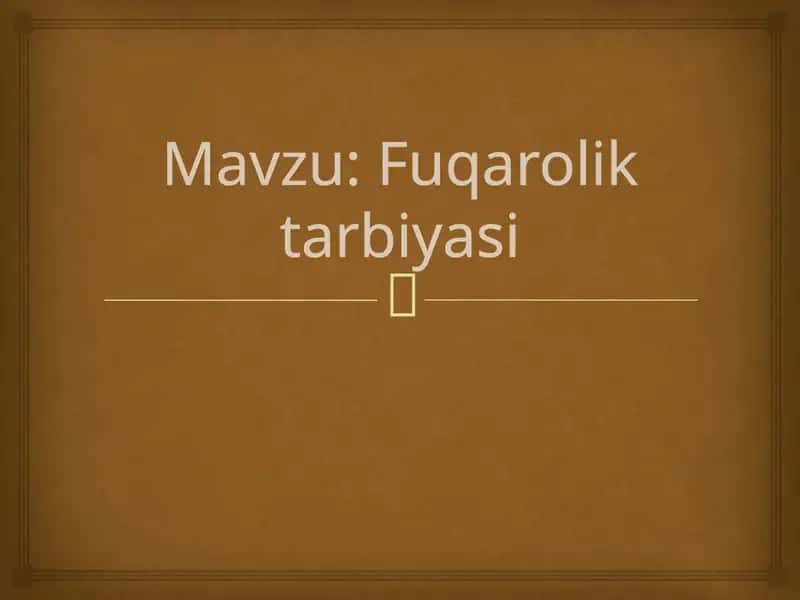 Fuqarolik tarbiyasi