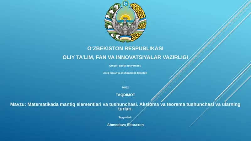 Matematikada mantiq elementlari va tushunchasi