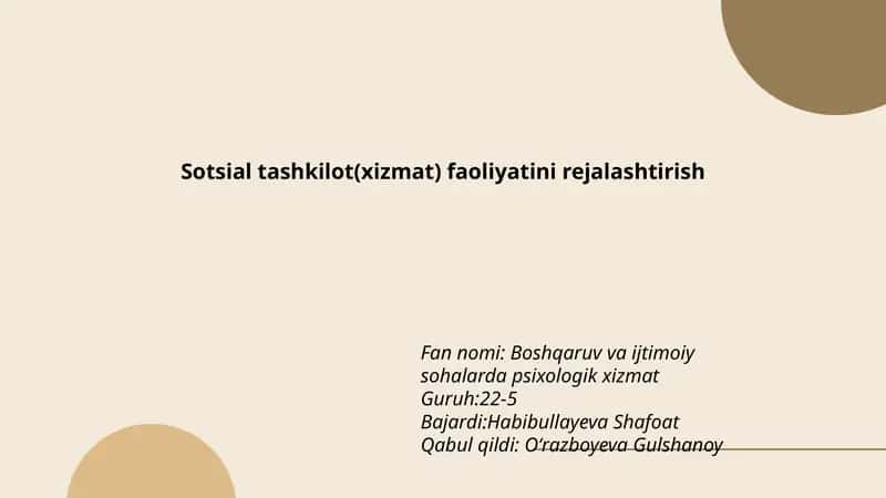 Boshqaruv va ijtimoiy sohalarda psixologik xizmat