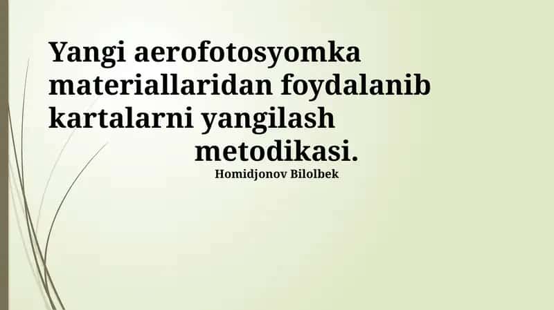 Yangi Aerofotomateriallar Yordamida Xaritalarni Yangilash Metodologiyasi