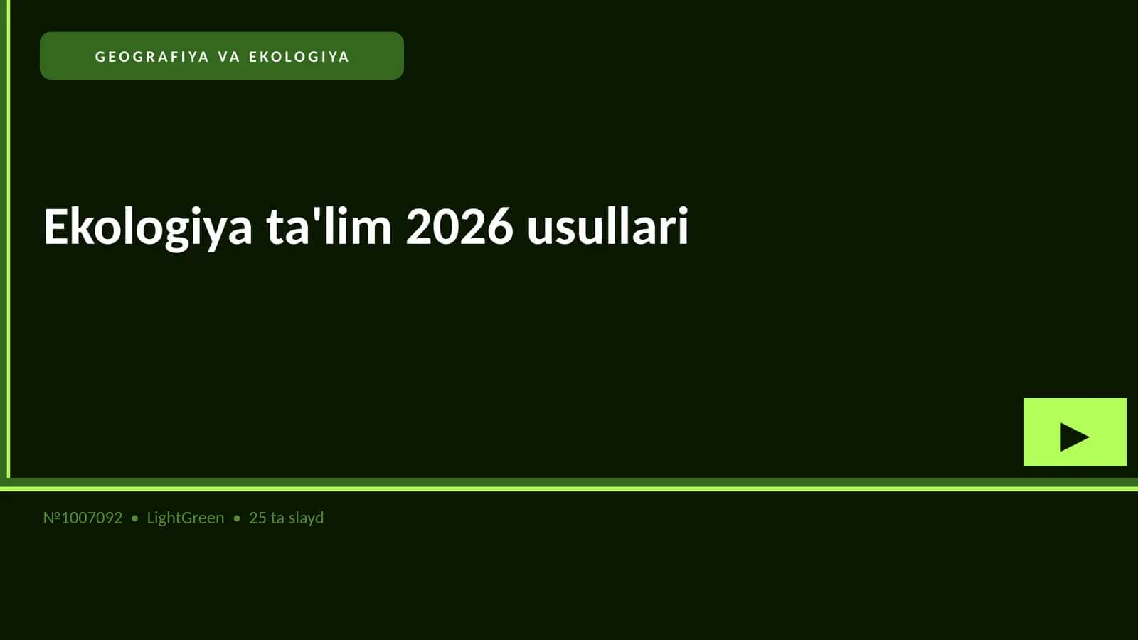 Ekologiya ta'lim 2026 usullari