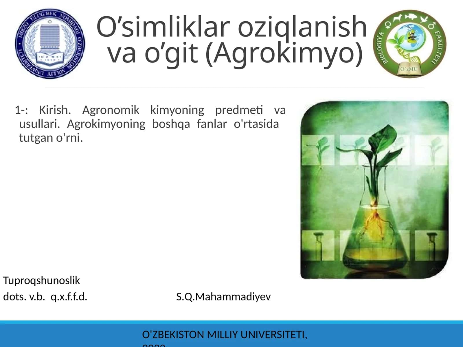 O’simliklar oziqlanishi va o’git (Agrokimyo)
