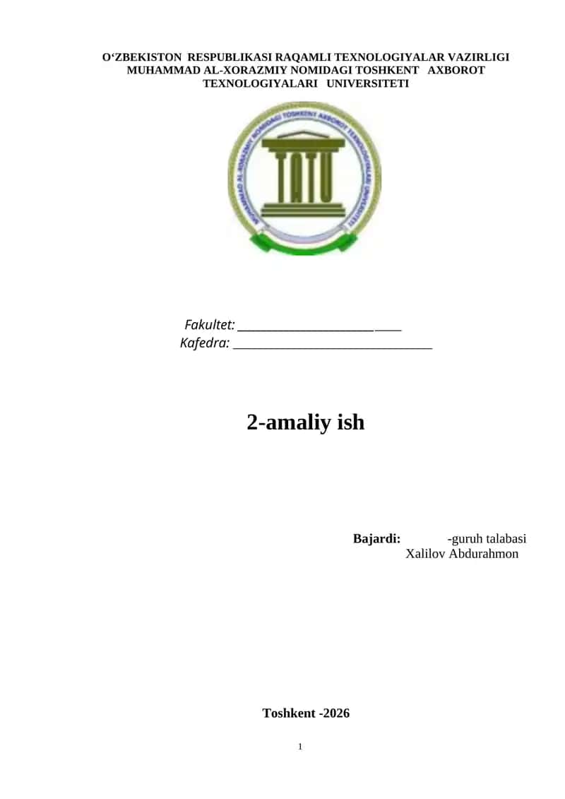 Klassik shifrlash algoritmlarini ishlash tartibini o‘rganish, Operatsion tizimda (Windows OT) parolga asoslangan autentifikatsiya mexanizmini o‘rnatish va sozlashni o‘rganish
