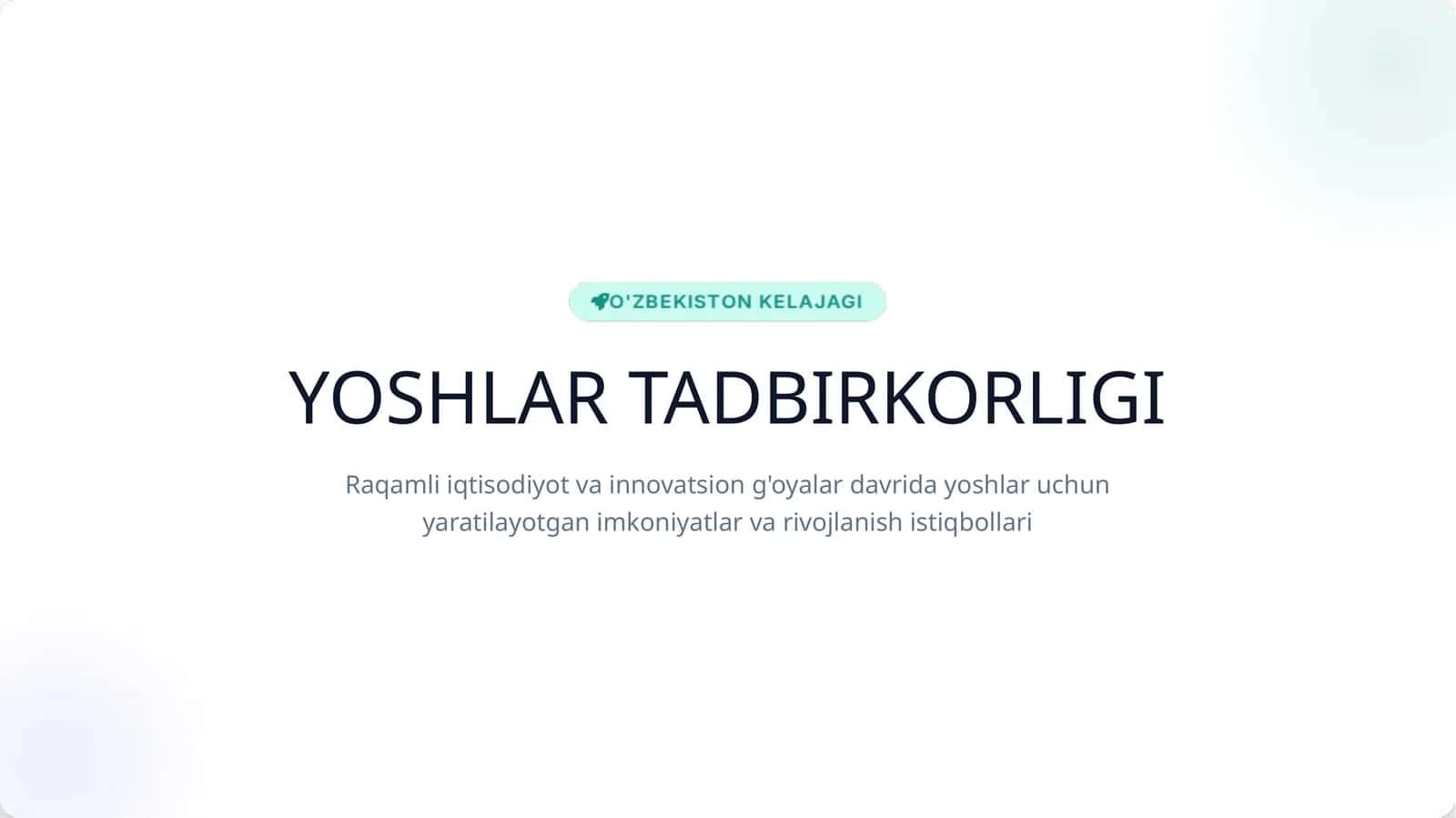 YOSHLAR TADBIRKORLIGI