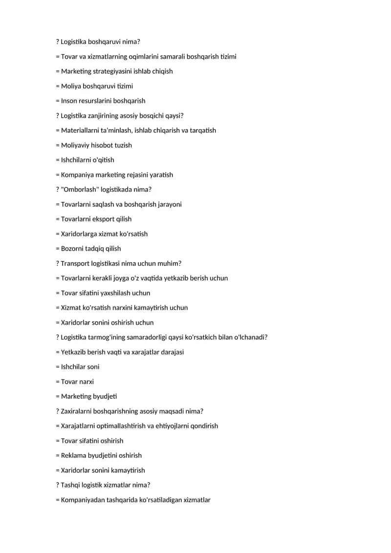 Logistika boshqaruvi nima?