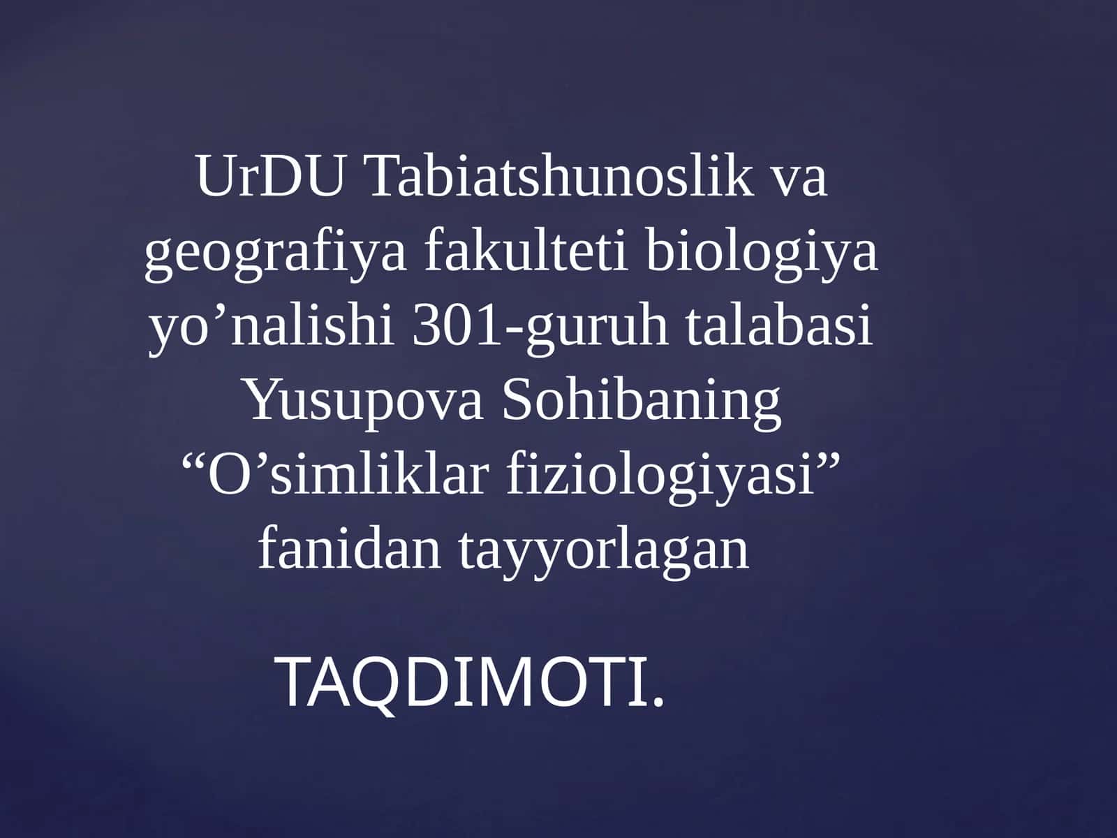 O’simliklar fiziologiyasi