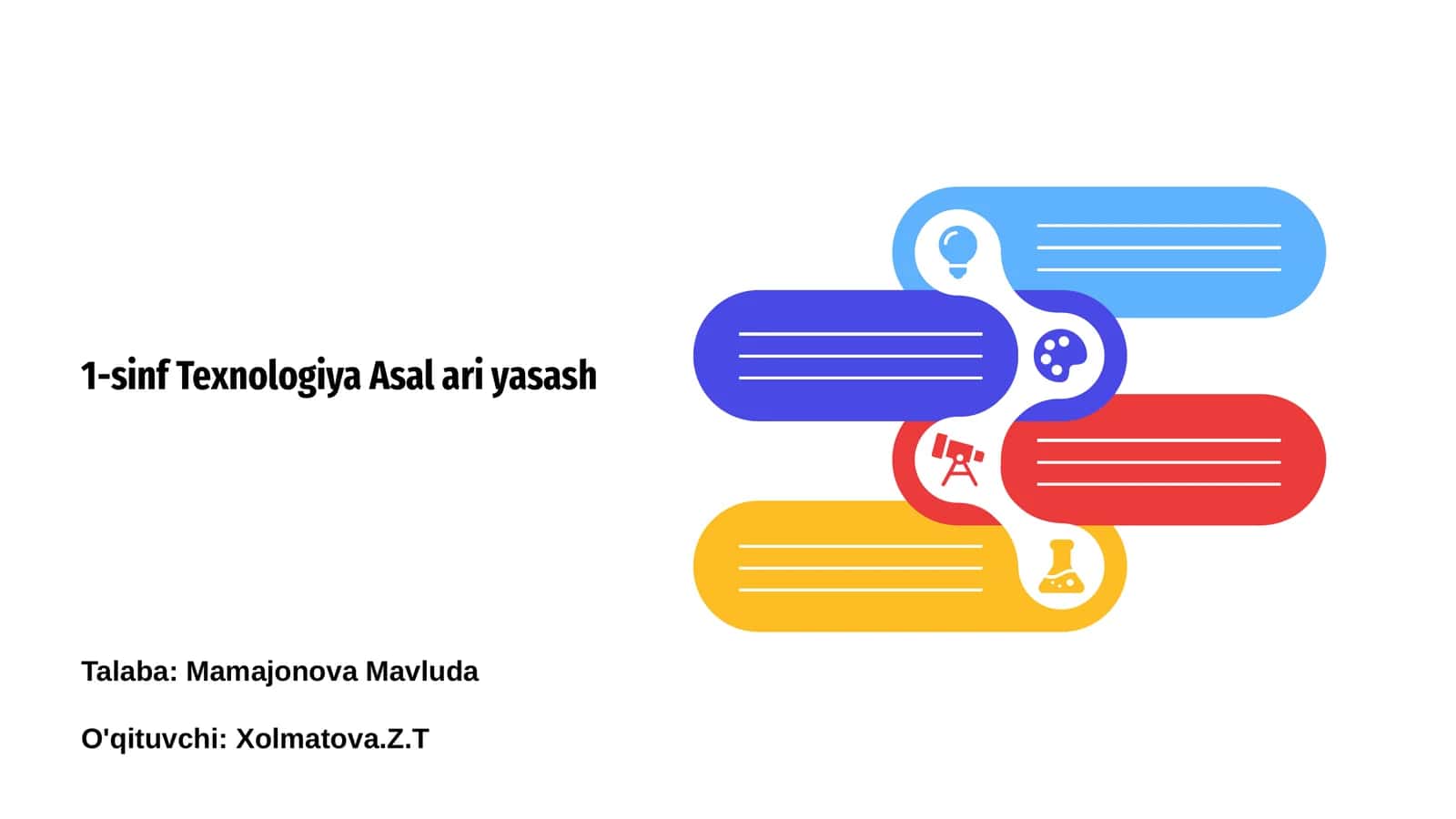 1-sinf Texnologiya Asal ari yasash