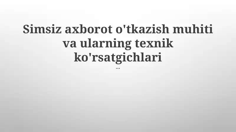 Simsiz Aloqa Standartlari
