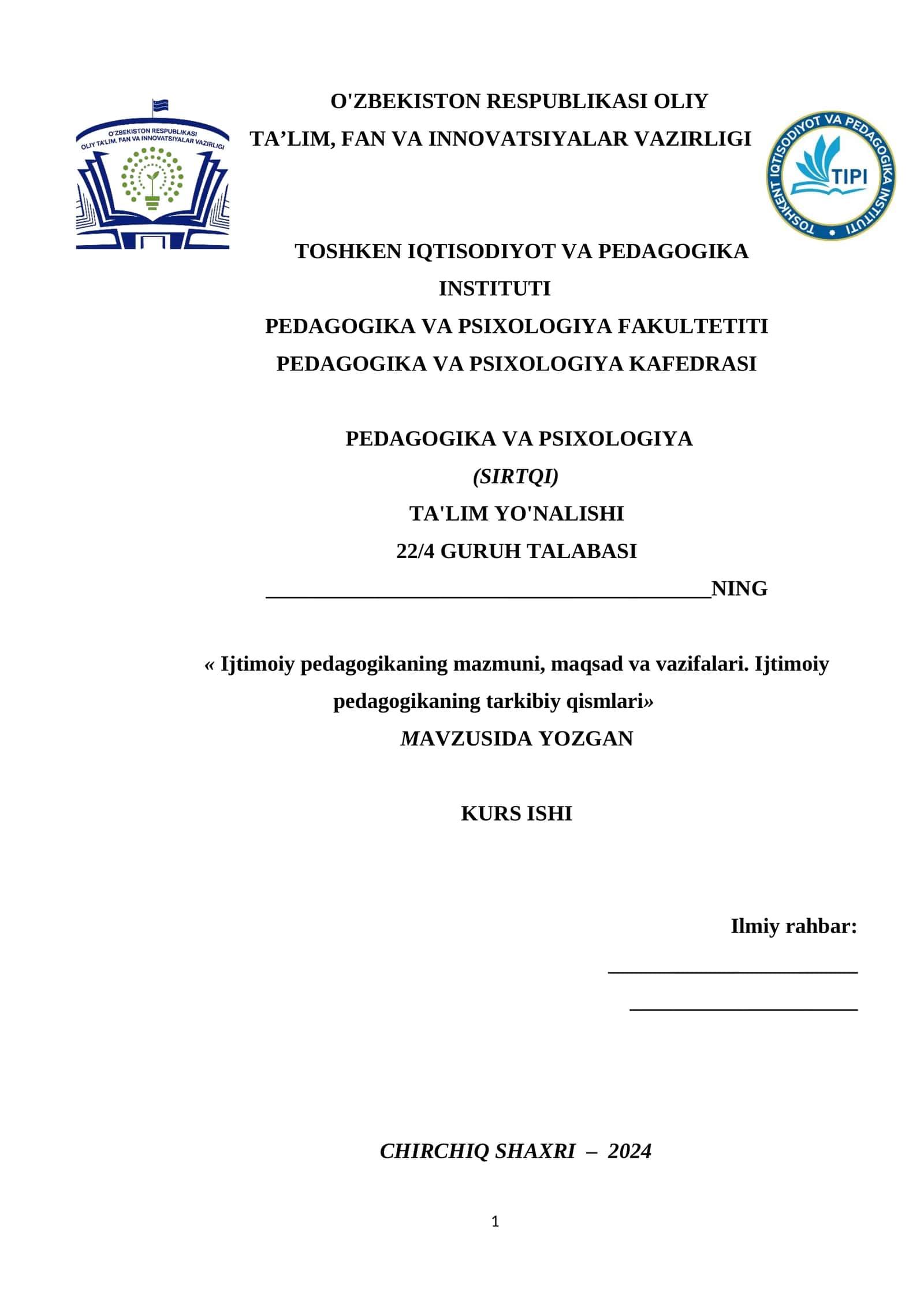 Ijtimoiy Pedagogika Faoliyati