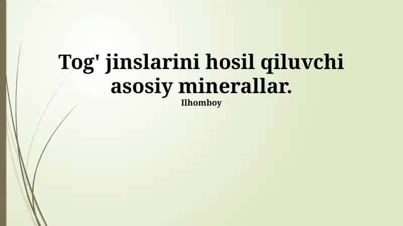 Tog' jinslarini hosil qiluvchi asosiy minerallar