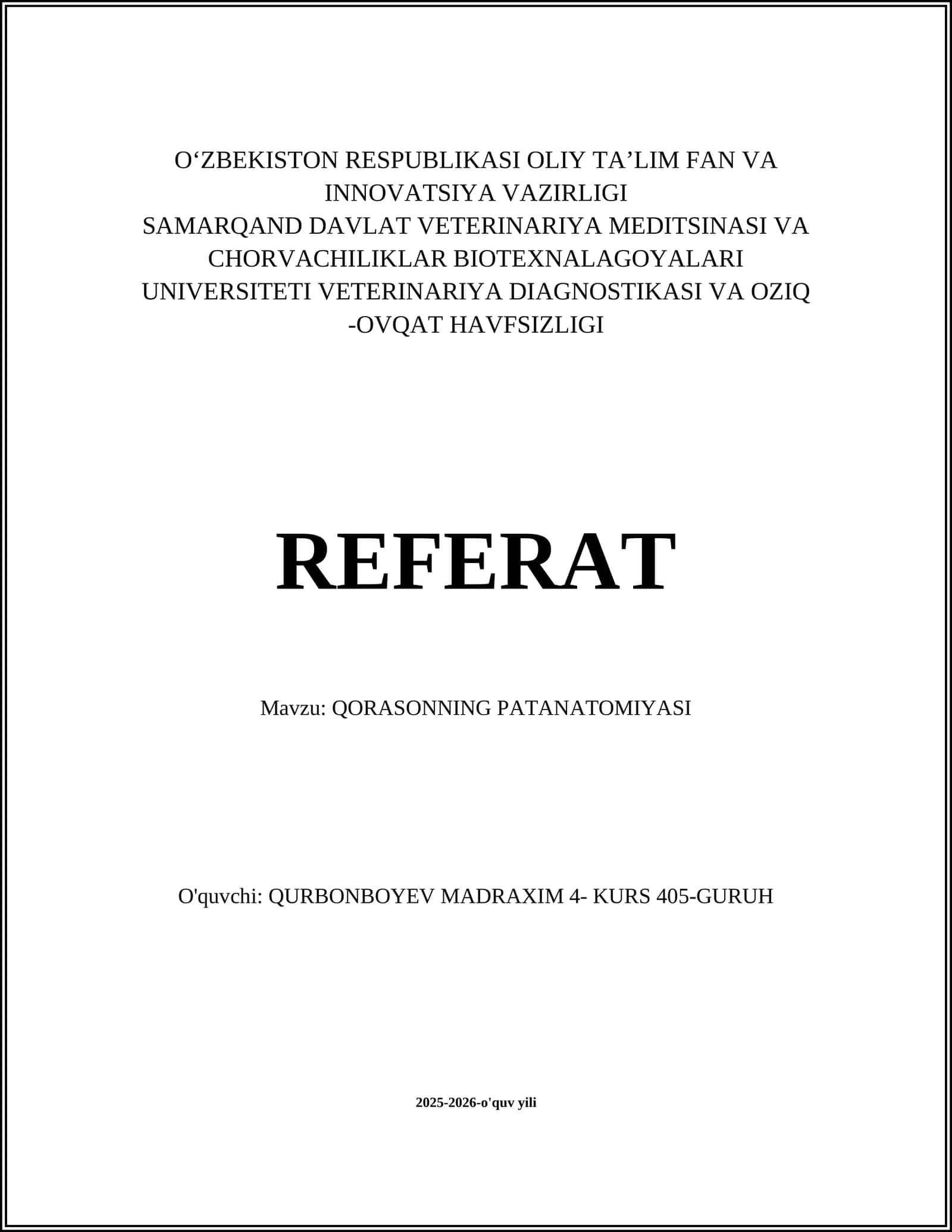 QORASONNING PATANATOMIYASI
