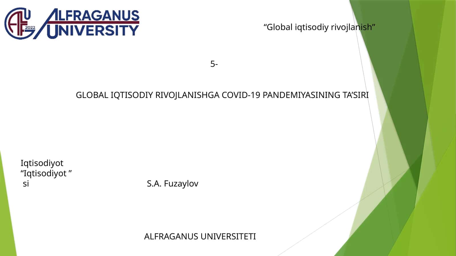 Global iqtisodiy rivojlanish