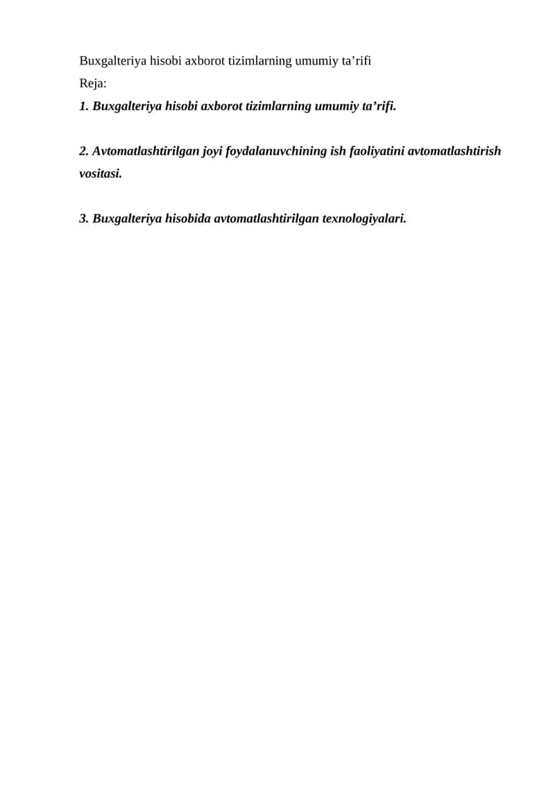 Buxgalteriya hisobi axborot tizimlari