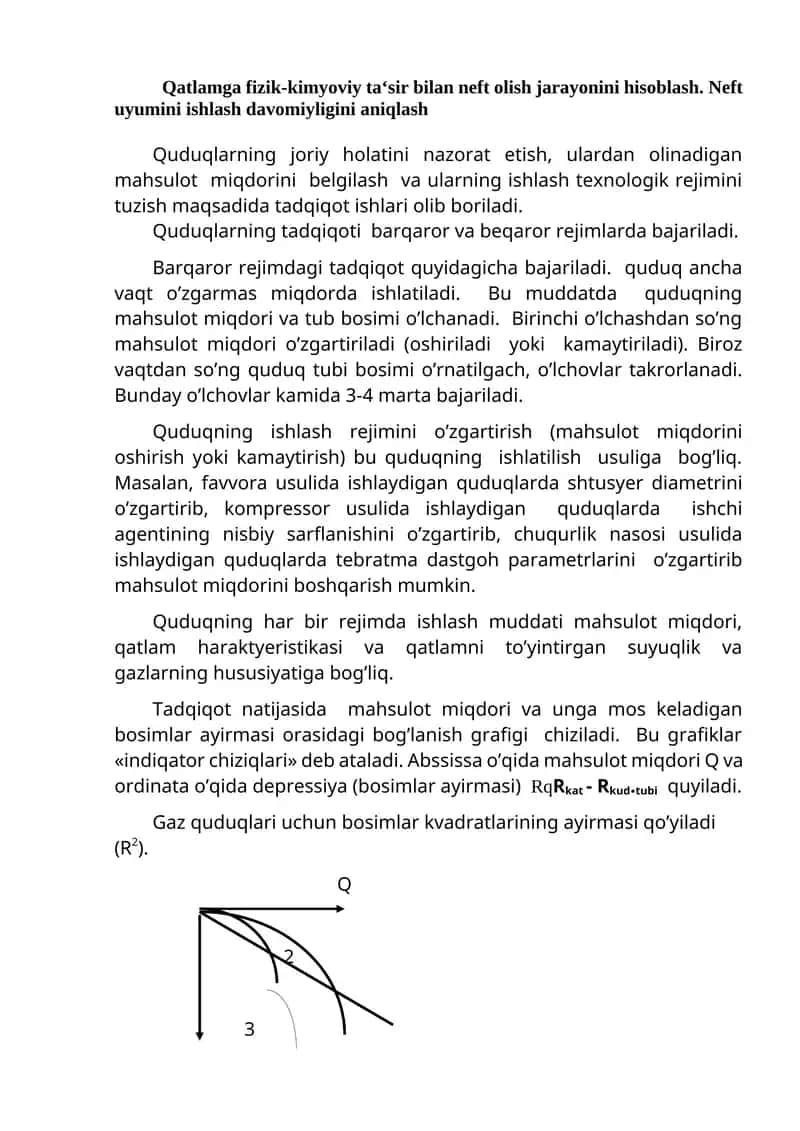 Quduqlar hisoboti