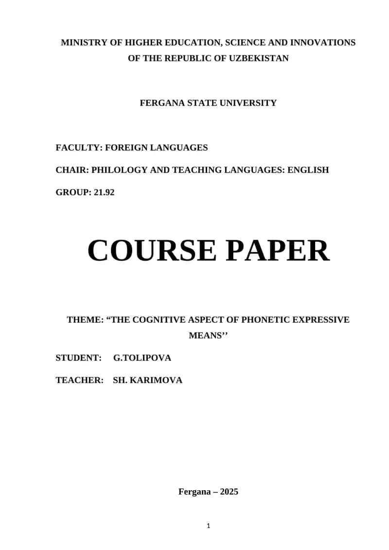 COURSE PAPER