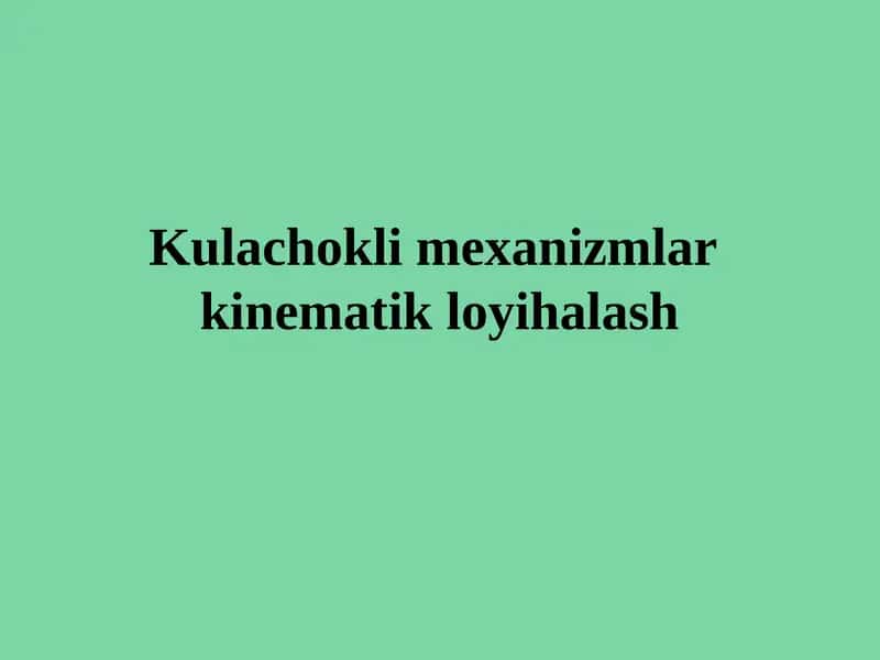 Kulachokli mexanizmlar