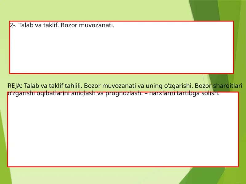 Талаб ва таклиф. Bozor muvozanati