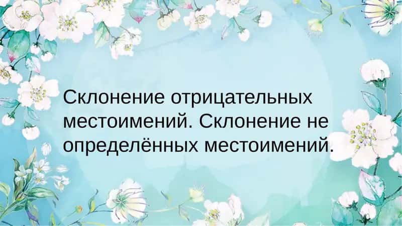 Склонение отрицательных местоимений