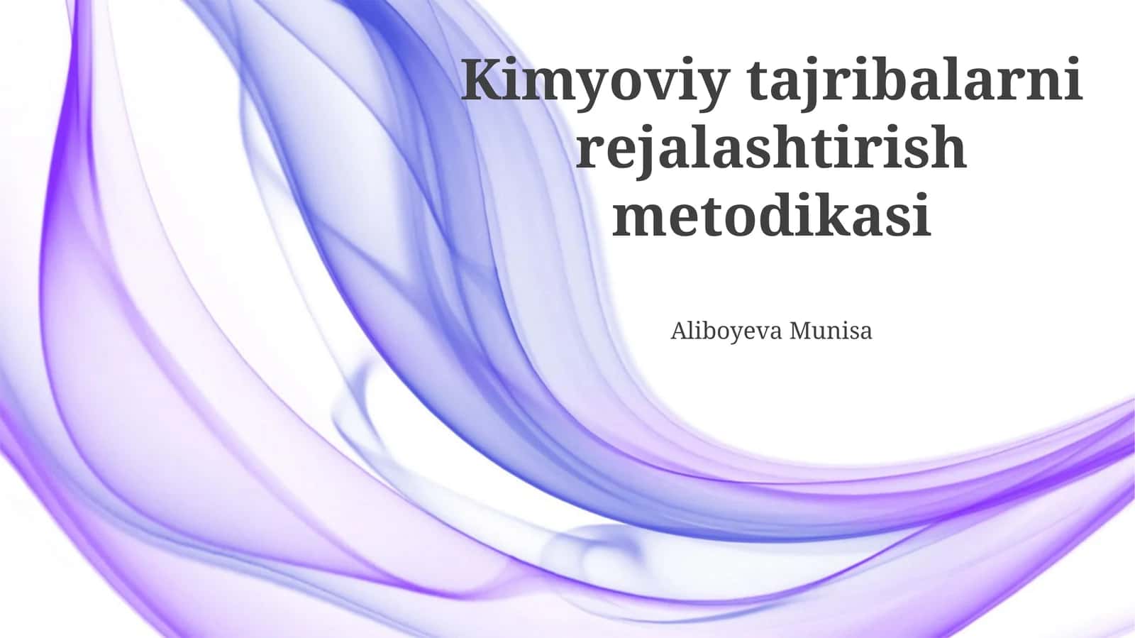 Kimyoviy tajribalarni rejalashtirish metodikasi