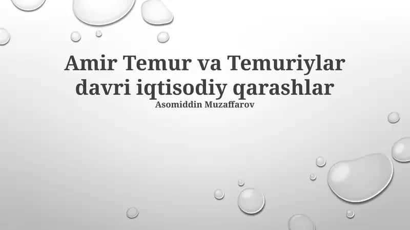 Temuriylar davri iqtisodiy qarashlar