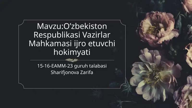 O’zbekiston Respublikasi Vazirlar Mahkamasi ijro etuvchi hokimyati