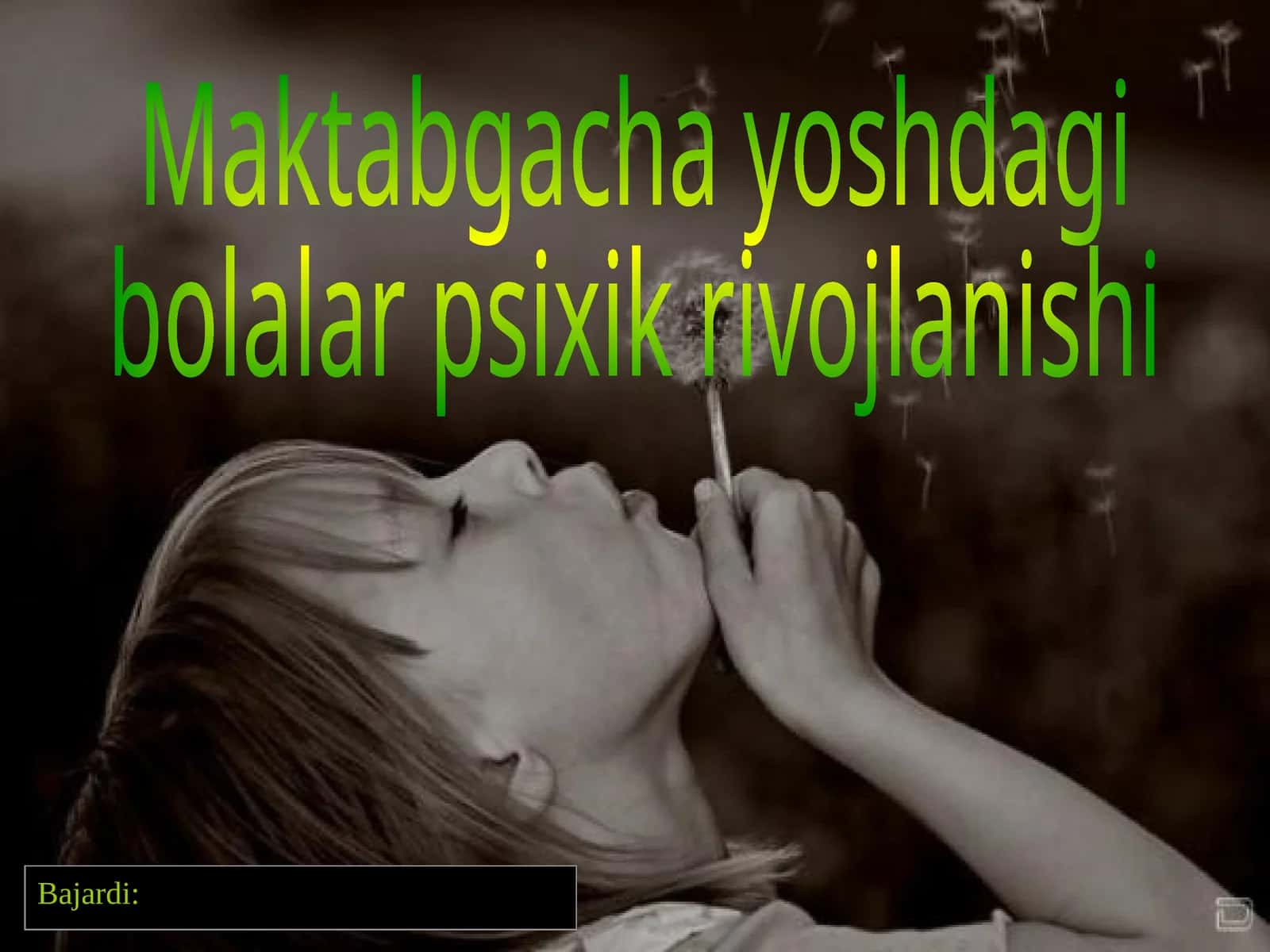 Kichik maktabgacha yoshdagi bolalar psixik rivojlanishi