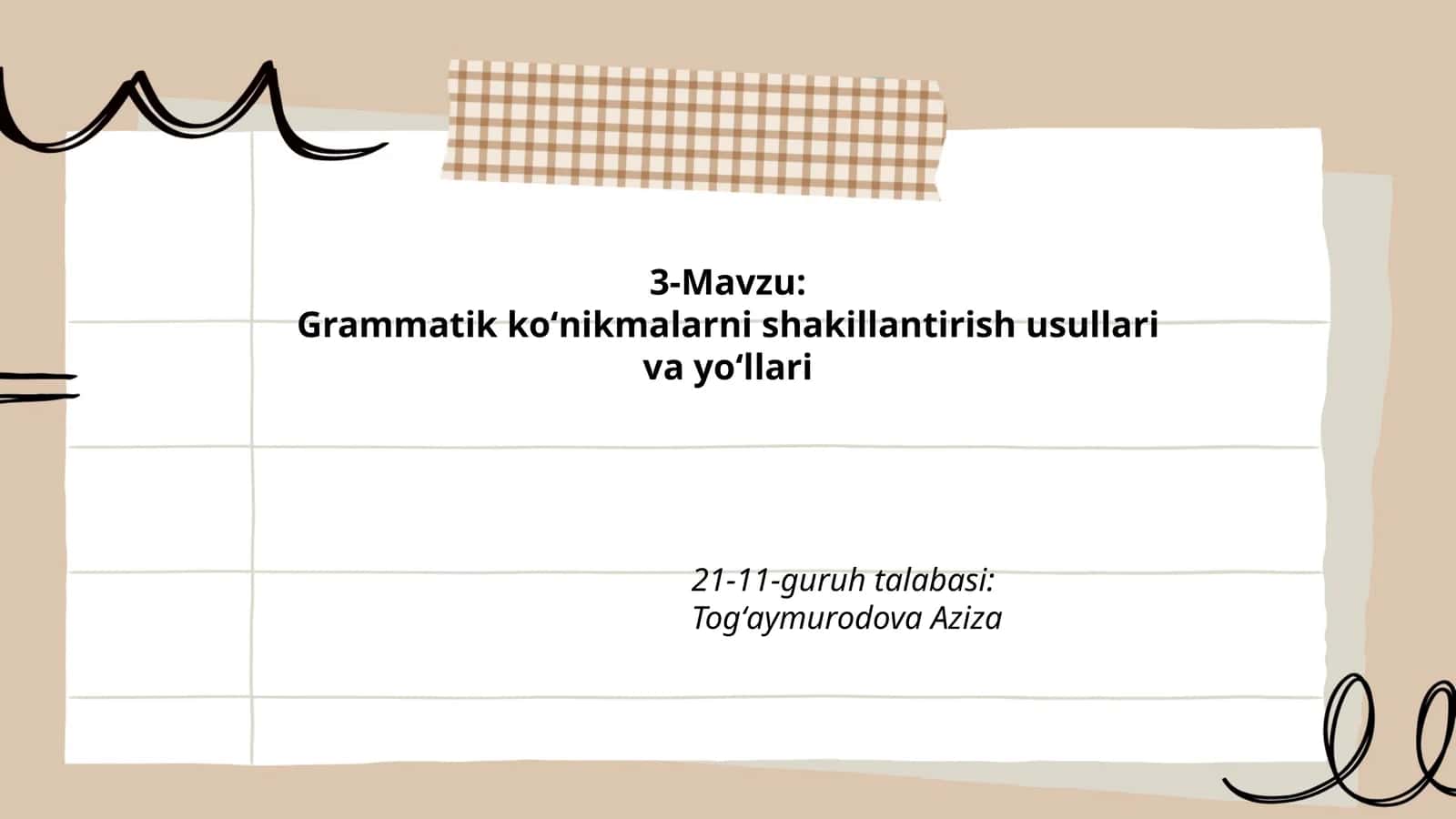 Grammatik koʻnikmalarni shakillantirish usullari va yoʻllari