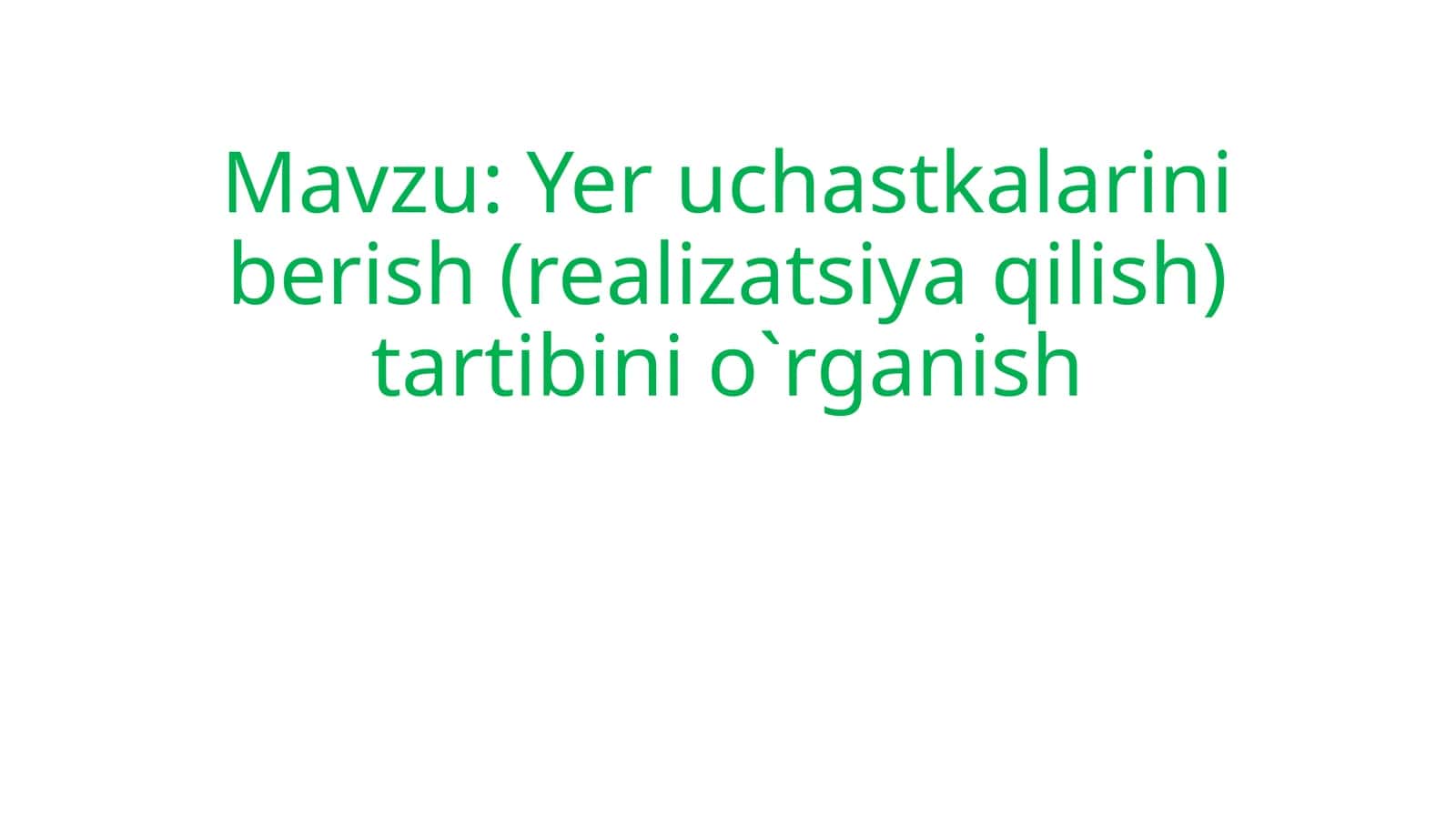 Yer uchastkalarini berish