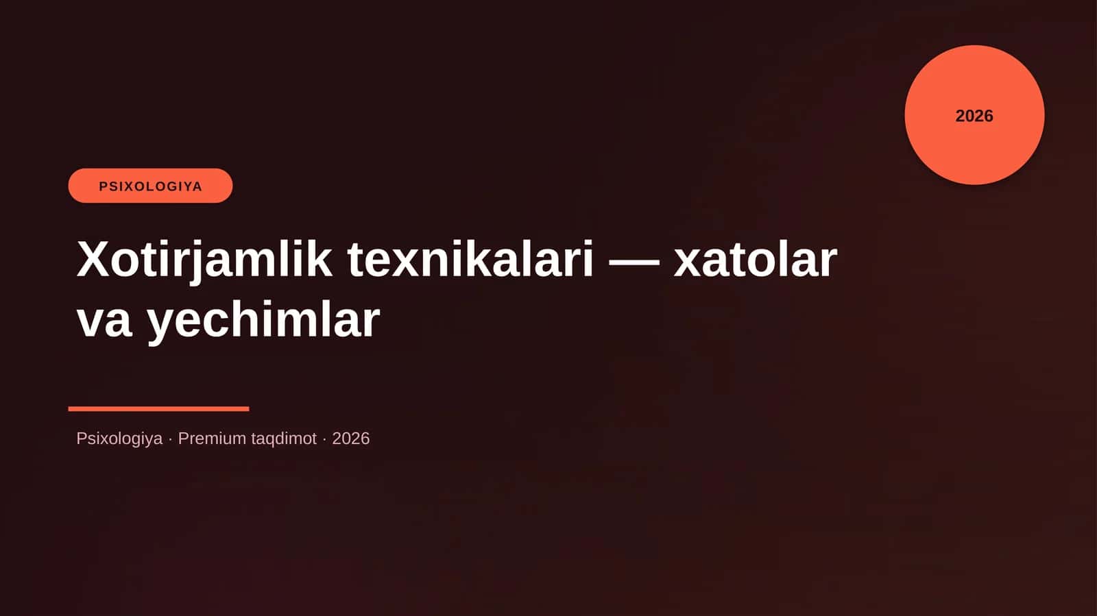 Xotirjamlik texnikalari — xatolar va yechimlar