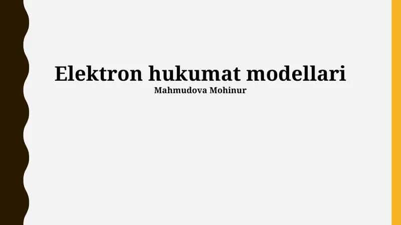 Elektron hukumat modellari