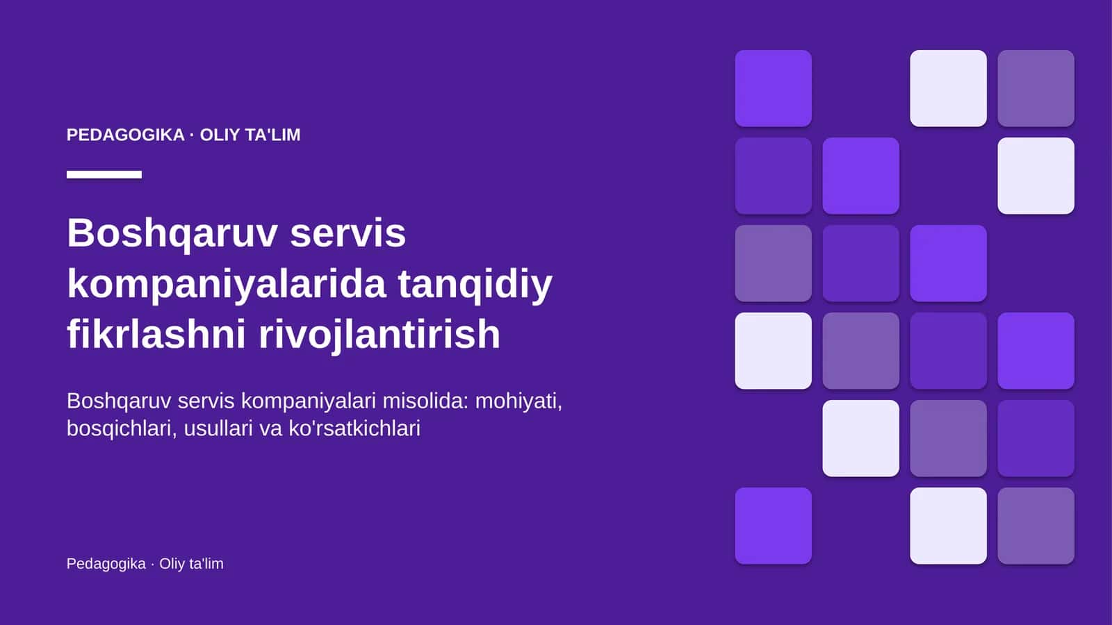 Pedagogika · Oliy Ta'lim