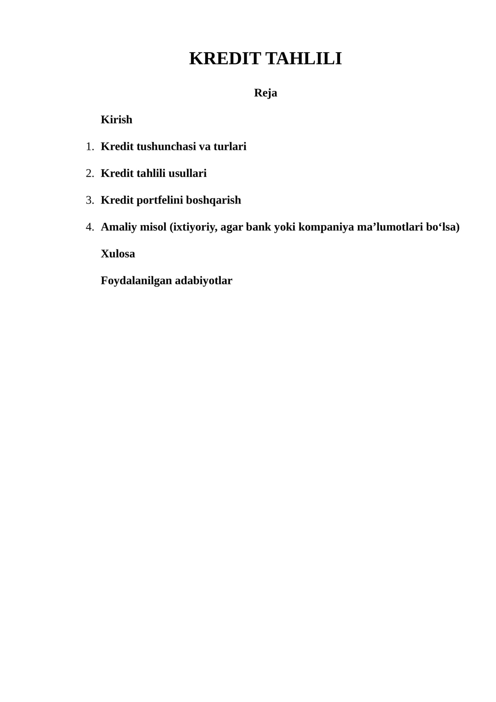 KREDIT TAHLILI