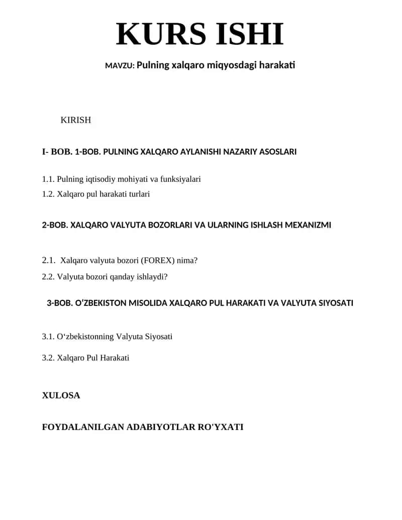 Pulning xalqaro miqyosdagi harakati