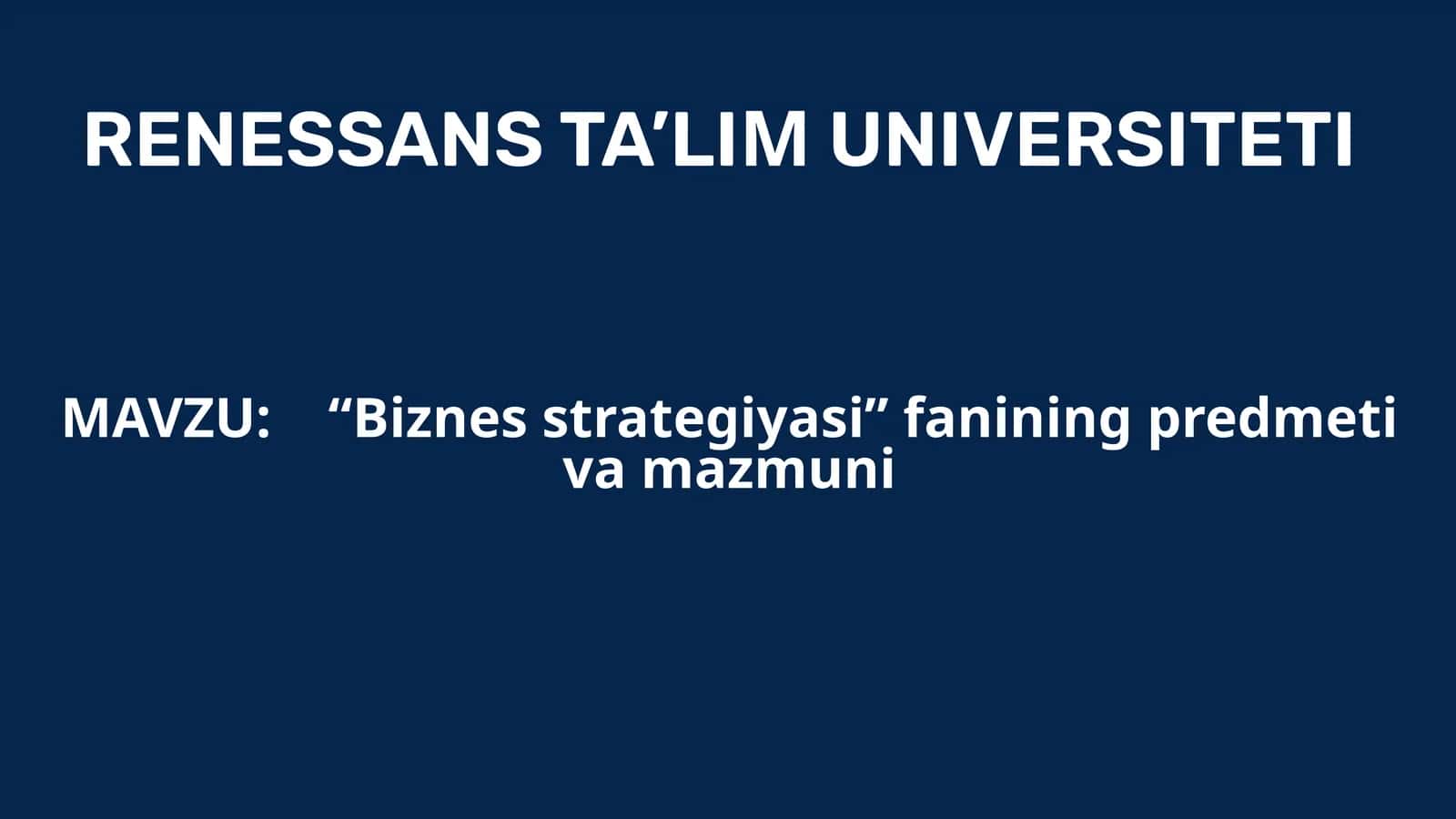 Biznes Strategiyasi