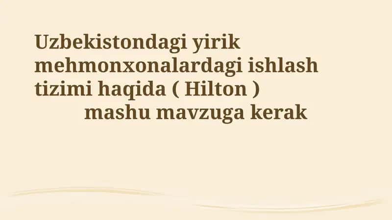 Mehmonxona ish tizimi