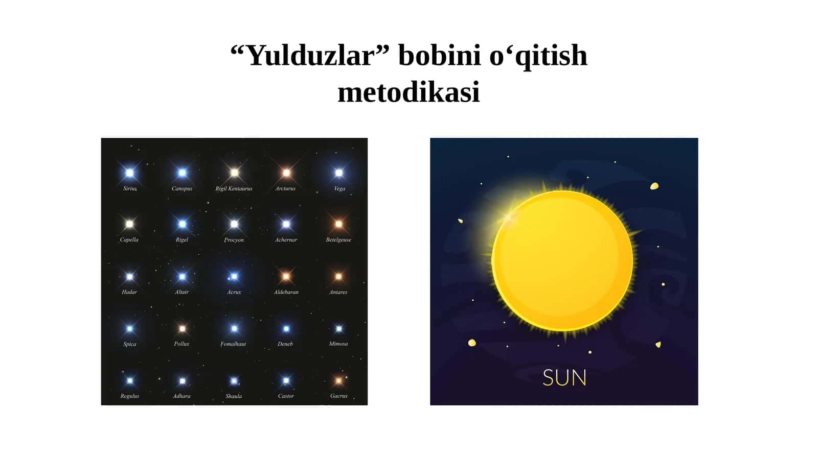 “Yulduzlar”bobinio‘qitishmetodikasi